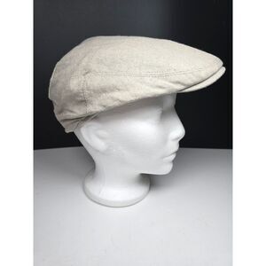 Biddy Murphy 100% Irish Linen Flat Cap Beige Small 56cm Scally Hat Lightweight